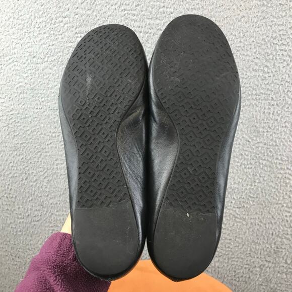 Tory Burch Reva Black Leather Ballet Flats Silver size 7.5 - Picture 8 of 8